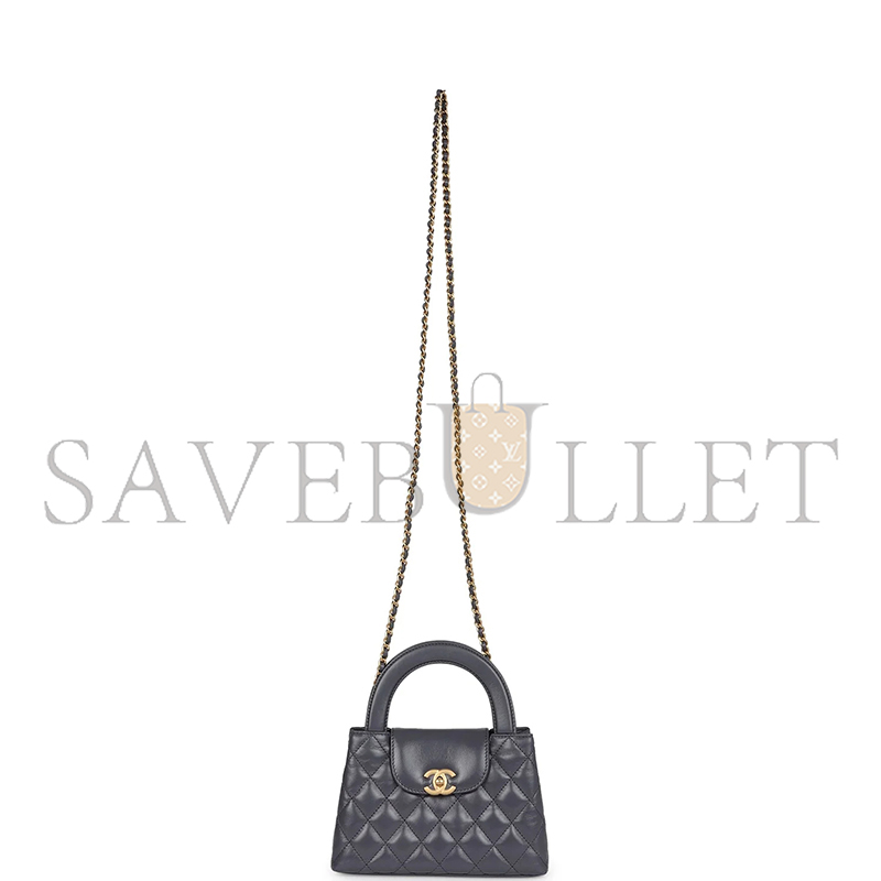 Ch*el master grey quilted calfskin mini kelly brushed gold hardware as4416 (19*13*7cm)